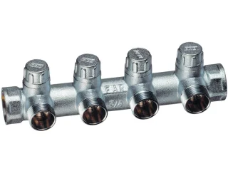 Коллектор запорный ВР-ВР, проходной с 4 отводами (МР)