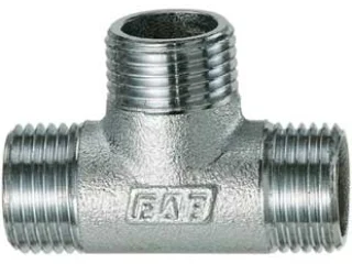 Тройник с переходами  1/2”-3/4”-1” НР, хромированный