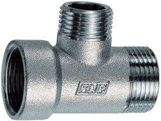 Тройник с переходами  3/4” НР x 3/4” ВР x 1/2” НР, хромированный