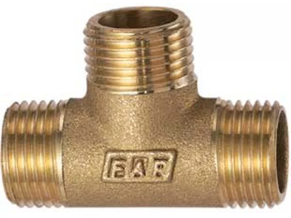 Тройник с переходами  1/2”-3/4”-1” НР, латунный 5505